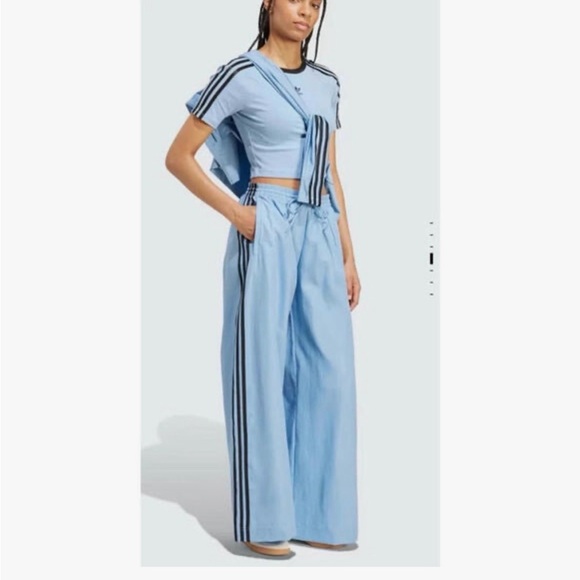 adidas Originals Pants - $95 ADIDAS JV7492 Women's L Adicolor Ash Blue wide leg track pant new with tagz